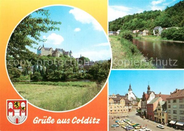 Colditz Schloss Partie an der Mulde Markt Altst