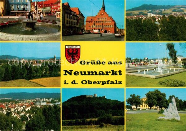 Neumarkt Oberpfalz Brunnen Rathaus Panorama Wasserspiele B