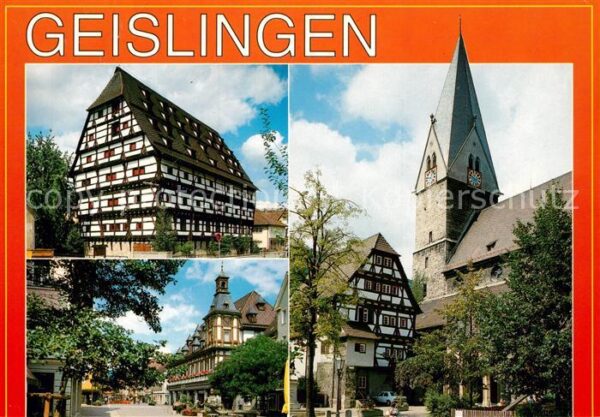 Geislingen Steige Fachwerkhaus Strassenpartie Kirche