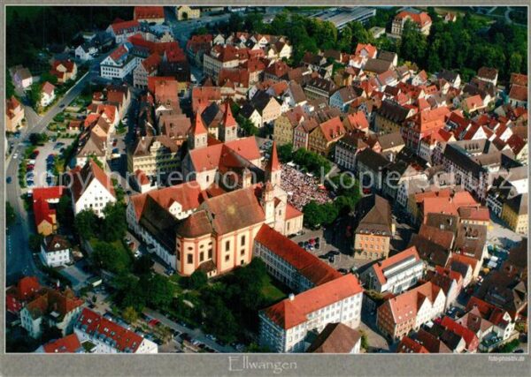 Ellwangen Jagst Fliegeraufnahme mit Marktplatz Basilika