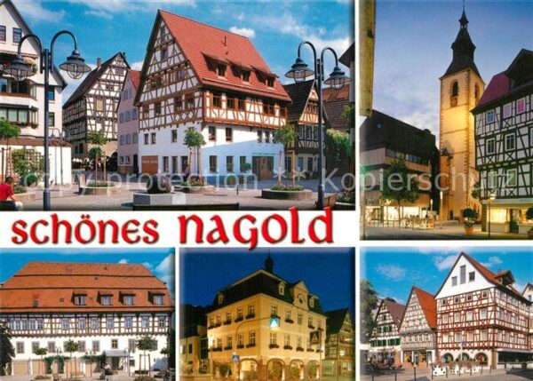 Nagold Marktplatz Kirche Rathaus Fachwerkhäuse