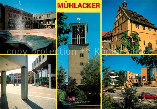Muehlacker Brunnen Rathaus Turm Arkaden