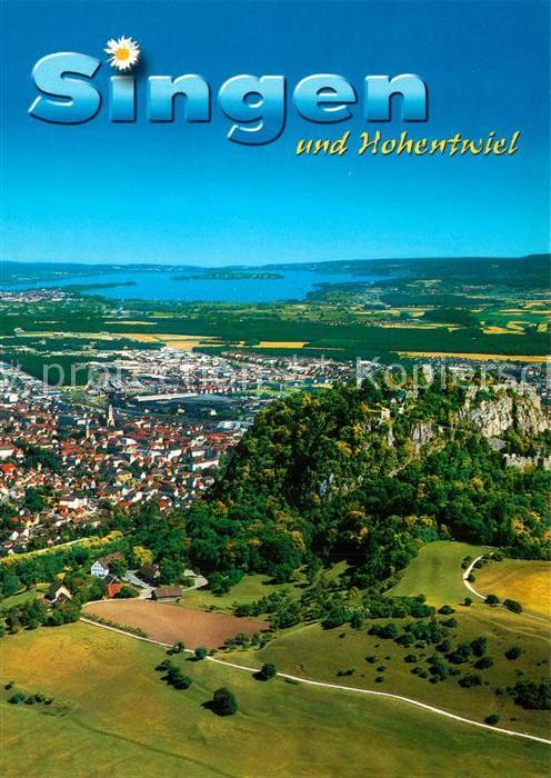 Singen Hohentwiel Blick auf Stadt Hohentwiel und Bodensee