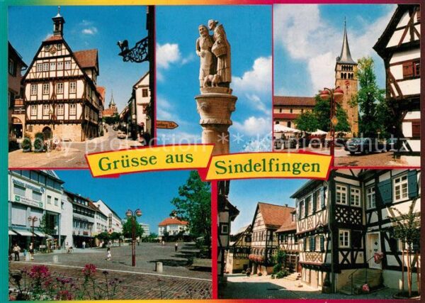 Sindelfingen Fachwerkhäuser Säule Kirche Marktplatz