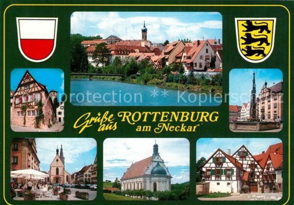 Rottenburg Neckar Fachwerkhäuser Neckarpartie Brunnen Mar