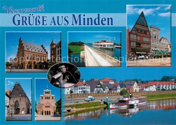 Minden Westfalen Rathaus Brücke Marktplatz Weserpartie S