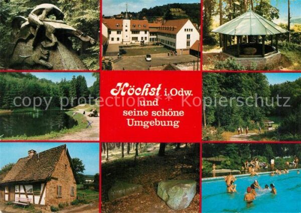 Hoechst Odenwald Teilansichten Pavillon Badesee Altes Ha