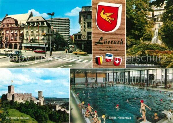 Loerrach Marktplatz Rosenfelspark Burgruine Rött