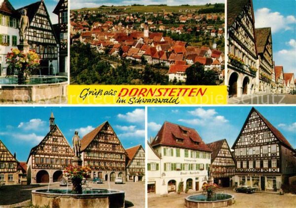 Dornstetten Wuerttemberg Brunnen Stadtblick Fachwerkhäuser Markt