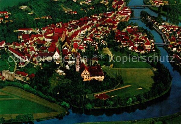 Donauwoerth Fliegeraufnahme mit Stadtkern Donau und