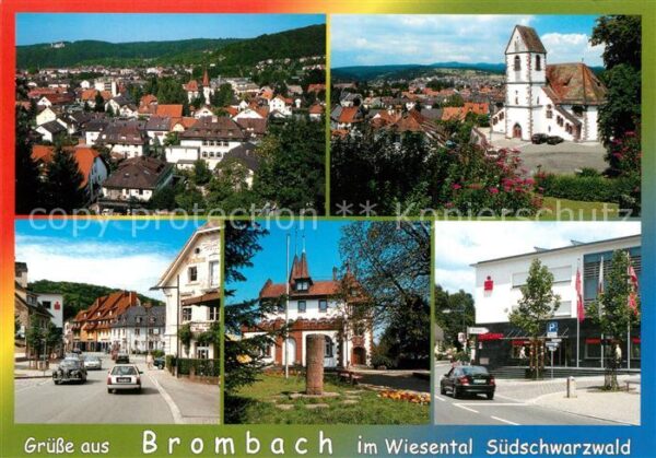 Brombach Loerrach Stadtblick Kirche Strasse Sparkasse Par