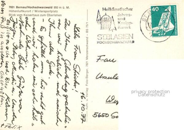 Bernau Schwarzwald Blick vom Kaiserhaus zum Oberlehen – Bild 2