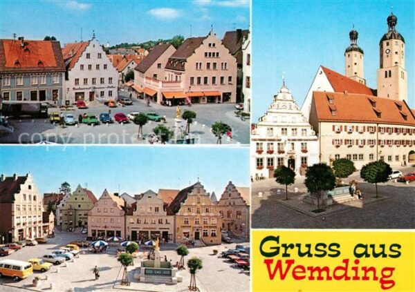 Wemding Marktplatz Brunnen Kirche