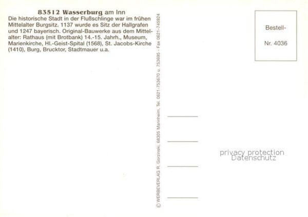 Wasserburg Inn Teilansichten Markt Brunnen Rathaus – Bild 2