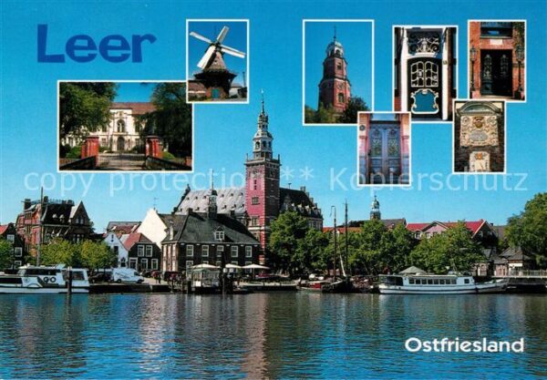 Leer Ostfriesland Hafenpartie Schloss Windmühle Kirche In