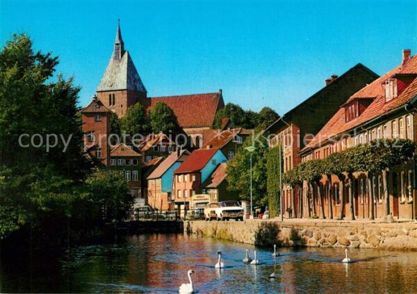 Moelln Lauenburg Mühlenteich mit St Nicolaikirche