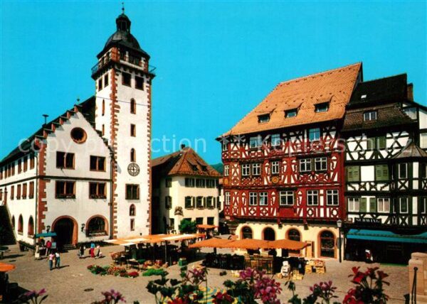 Mosbach Baden Marktplatz mit Rathaus und Palmsches Ha