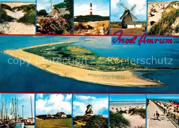 Insel Amrum Fliegeraufnahme Strand Leuchtturm Windm