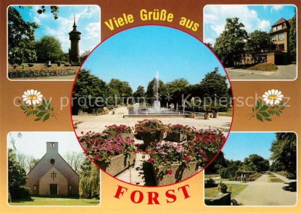 Forst Lausitz Wasserturm Krankenhaus Rosengarten Bach