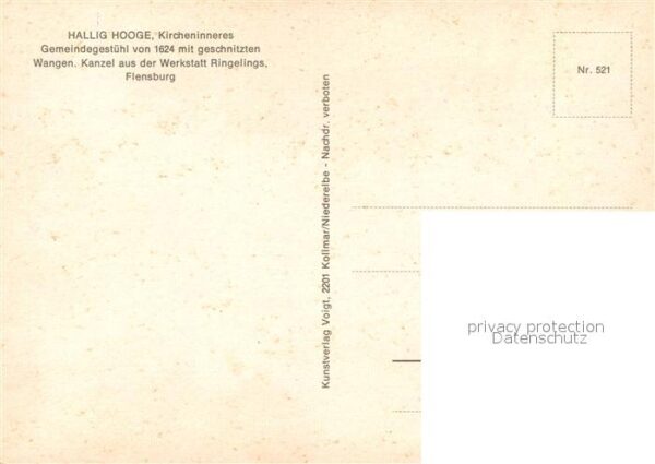 Hallig Hooge Gemeindegestühl geschnitzte Wangen Kanz – Bild 2