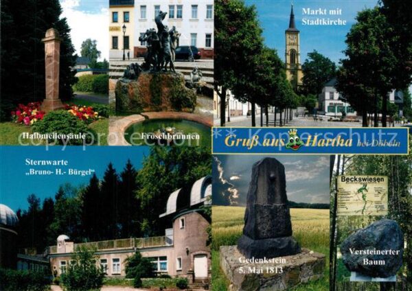 Hartha Doebeln Halbmeilensäule Froschbrunnen Markt Sta