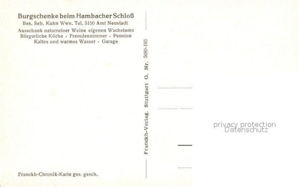 Hambach Heppenheim Burgruine Maxburg Franckh Chronik Karte – Bild 2