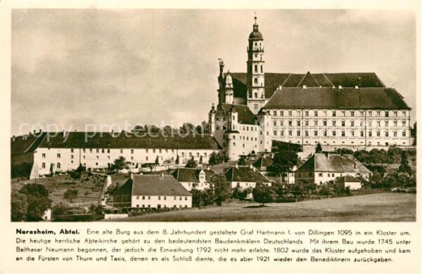 Neresheim Abtei Franckh Chronik Karte