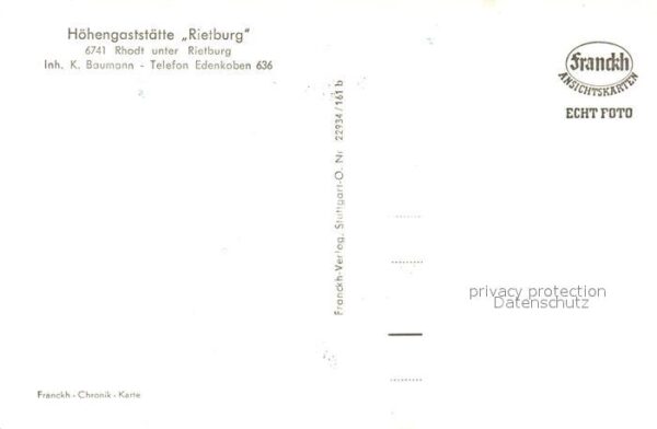 Rhodt Rietburg Burgruine Rietburg Höhengaststätte Fran – Bild 2