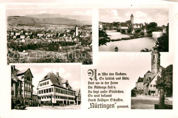 Nuertingen Stadtpanorama Neckar Brücke Innenstadt
