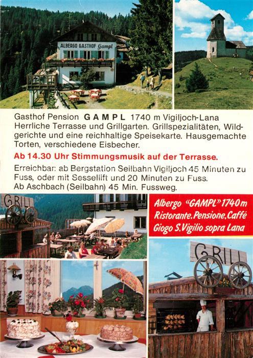 Vigiljoch Albergo Gasthof Pension Gampl Speisekar