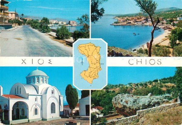 Chios Uferstrasse Strand Kirche Landschaftspa