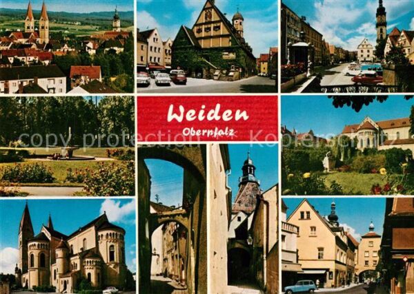 Weiden Oberpfalz Ortsmotive Kirche Parkanlage Brunnen Ga