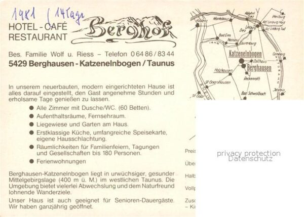 Katzenelnbogen Hotel Cafe Restaurant Berghof Landschaf – Bild 2