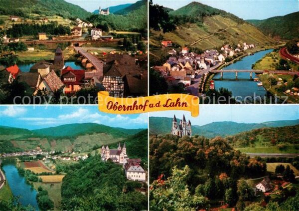 Obernhof Lahn Panorama Lahntal mit Kloster Arnstein