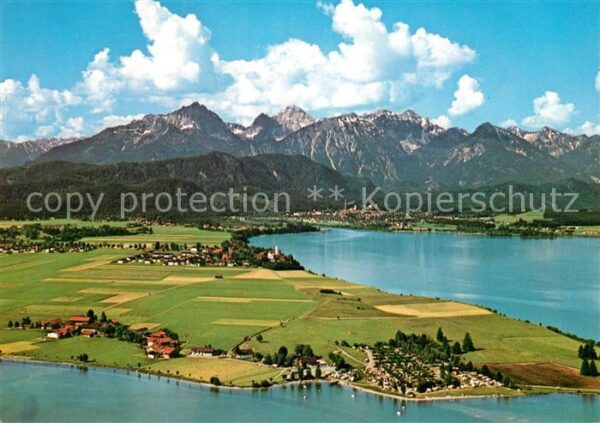 Fuessen Allgaeu Fliegeraufnahme Schwangau Brunnen Forgg