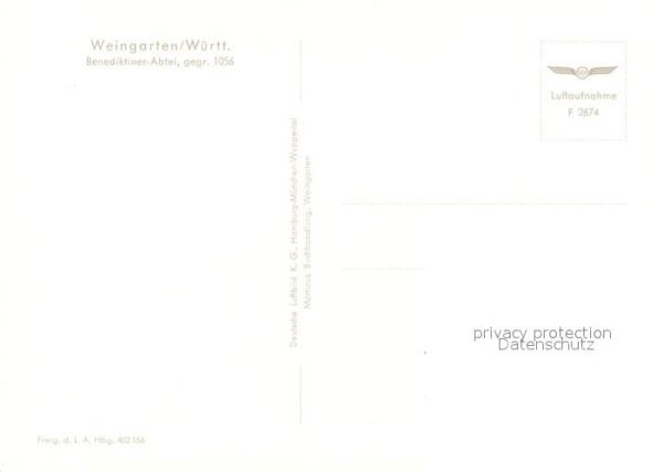 Weingarten Wuerttemberg Fliegeraufnahme Benediktinerabtei – Bild 2