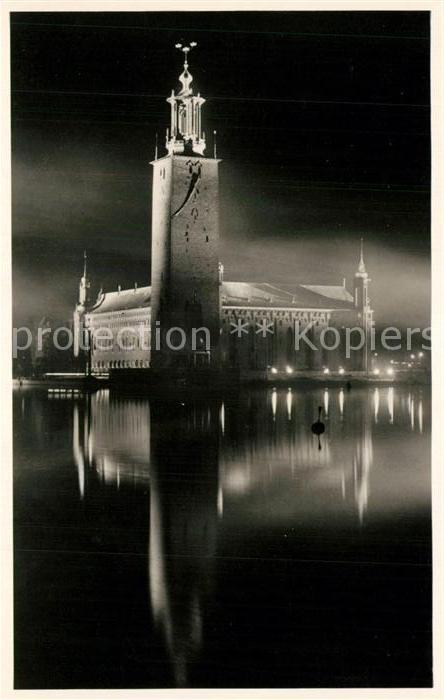 Stockholm Stadthaus bei Nacht