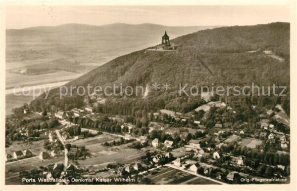 Porta Westfalica Fliegeraufnahme Denkmal Kaiser Wilhelm
