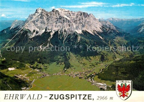 Ehrwald Tirol Fliegeraufnahme mit Zugspitze