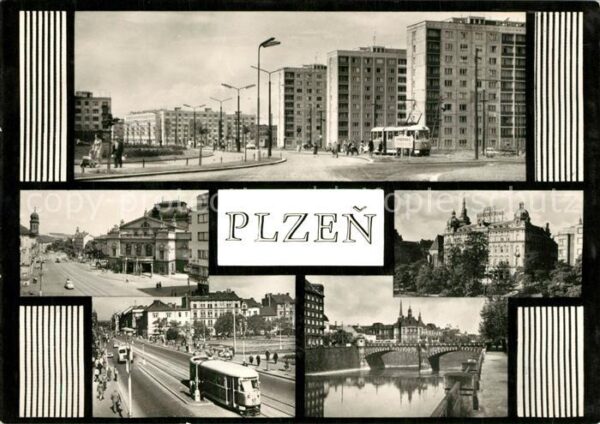 Plzen Pilsen Neubaugebiet Brücke Strassenbahn
