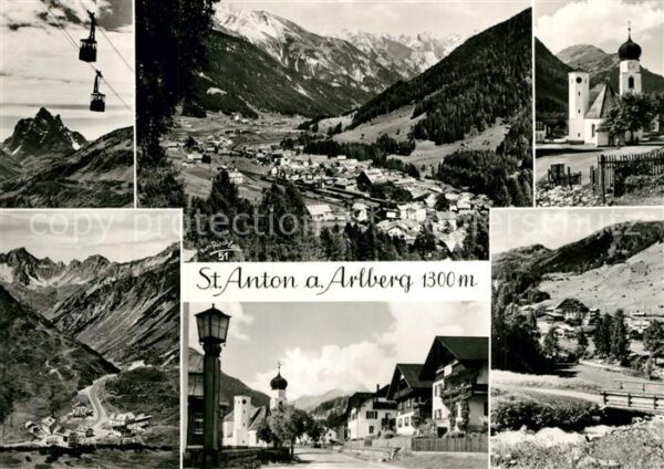 St Anton Arlberg Fliegeraufnahme Seilbahn Kirche