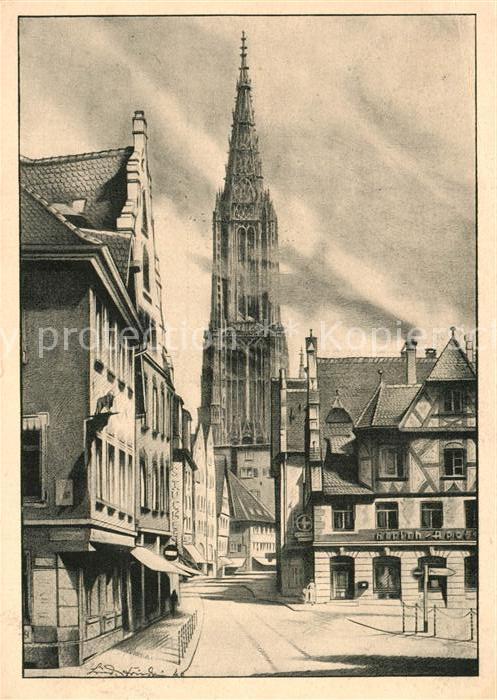 Ulm Donau Kirchstrasse mit Münster