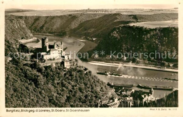 Foto Zeitz F.G. Nr. 1113 Burg Katz Loreley St. Goar St. Goa