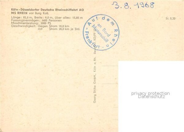 Motorschiffe MS Rhein Burg Katz Köln-Düsseldorfer-Rh – Bild 2