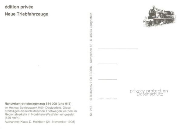 Eisenbahn Nahverkehrstriebwagenzug 644 008 Betrie – Bild 2