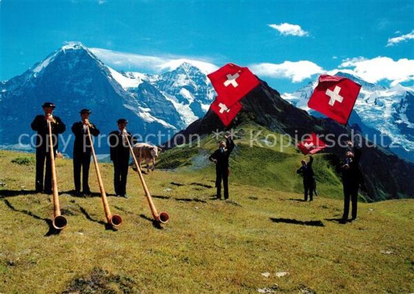 Alphorn Alphornbläser Fahnenschwinger Eiger Mön