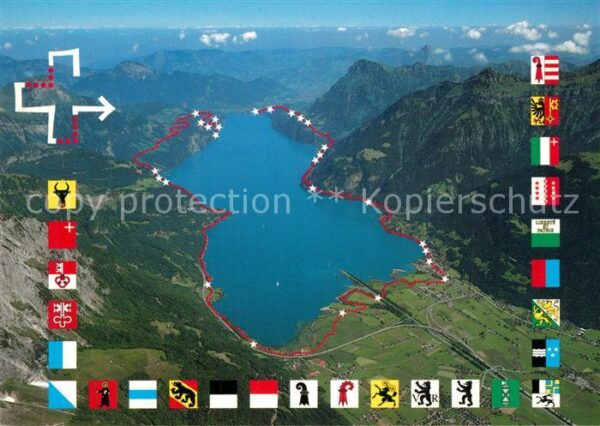 Wappen Weg der Schweiz Fliegeraufnahme
