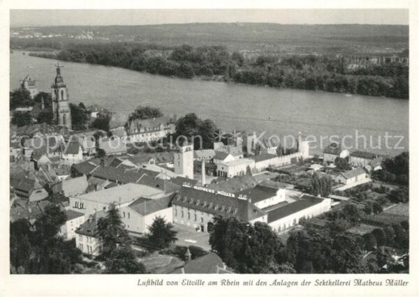 Eltville Rhein Fliegeraufnahme Anlagen der Sektkellere