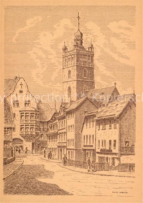 Darmstadt Pädagogstrasse Stadtkirche Künstlerkart