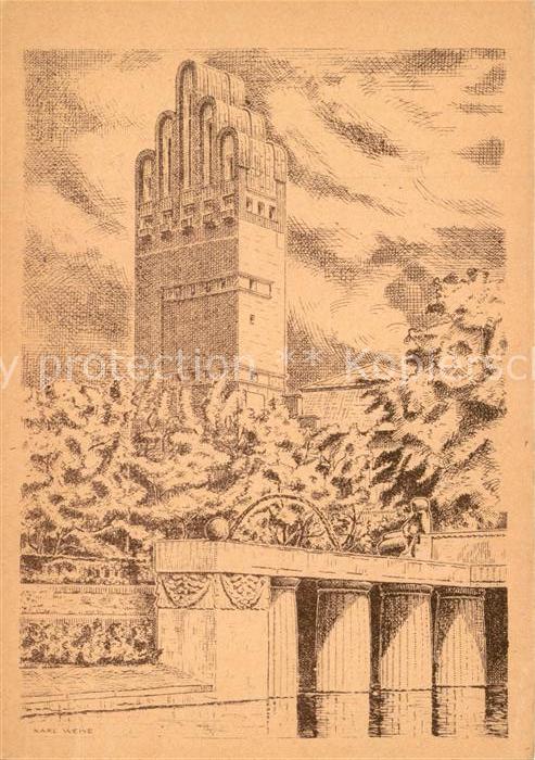 Darmstadt Hochzeitsturm Künstlerkarte Karl Weise